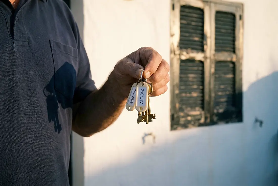 Trousseau de clés portant son étiquette codée, sans nom ni adresse